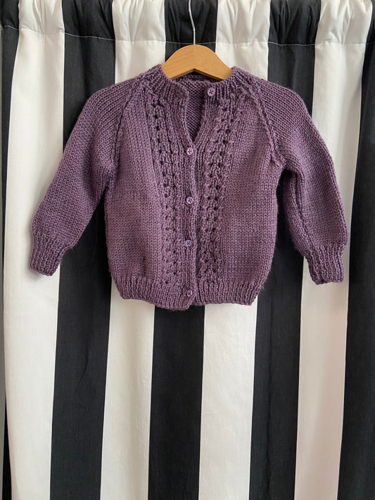 Little. Ones cardi aubergine size 2-3