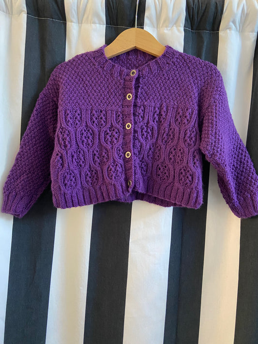 Little. Ones cardi dark purple size 2-3