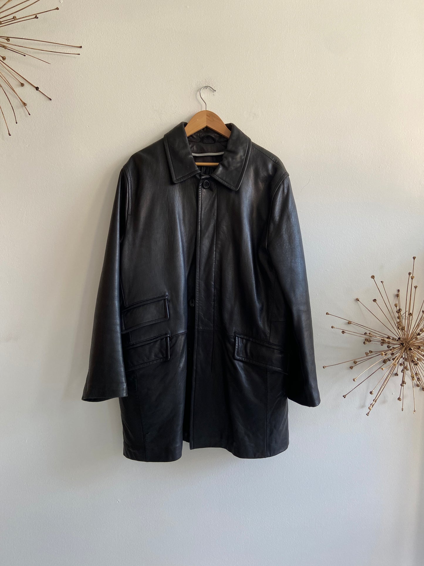 Soft black leather coat SS3