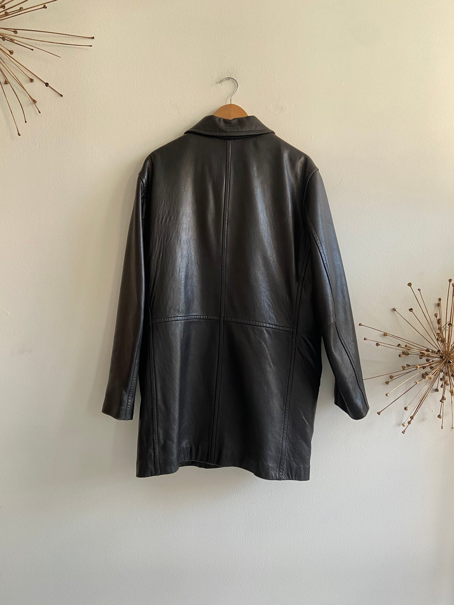 Soft black leather coat SS3