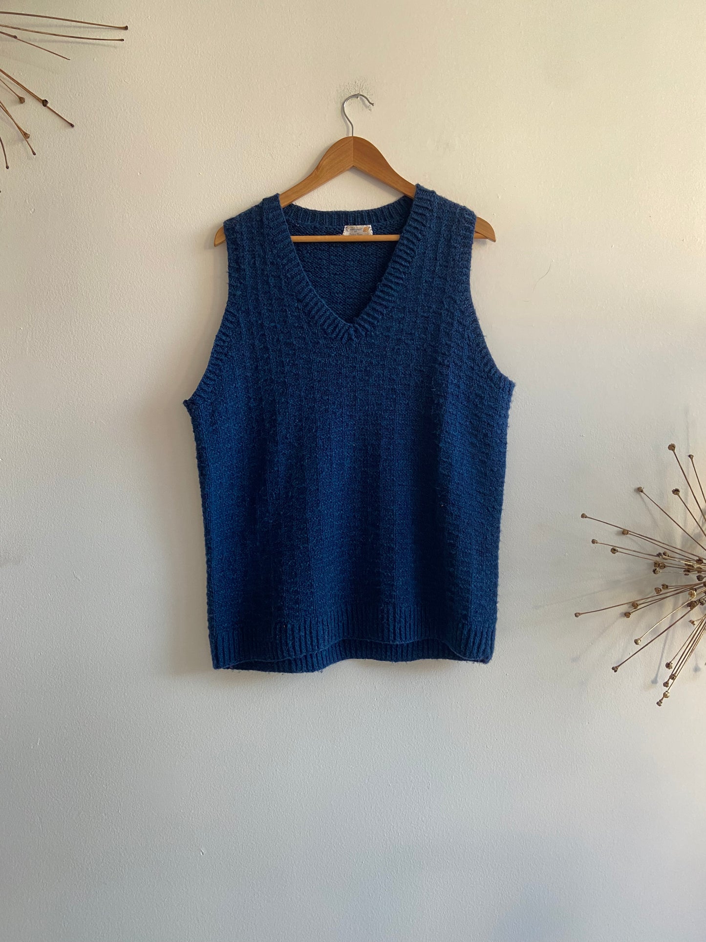 Blue hand knit sweater vest SS3