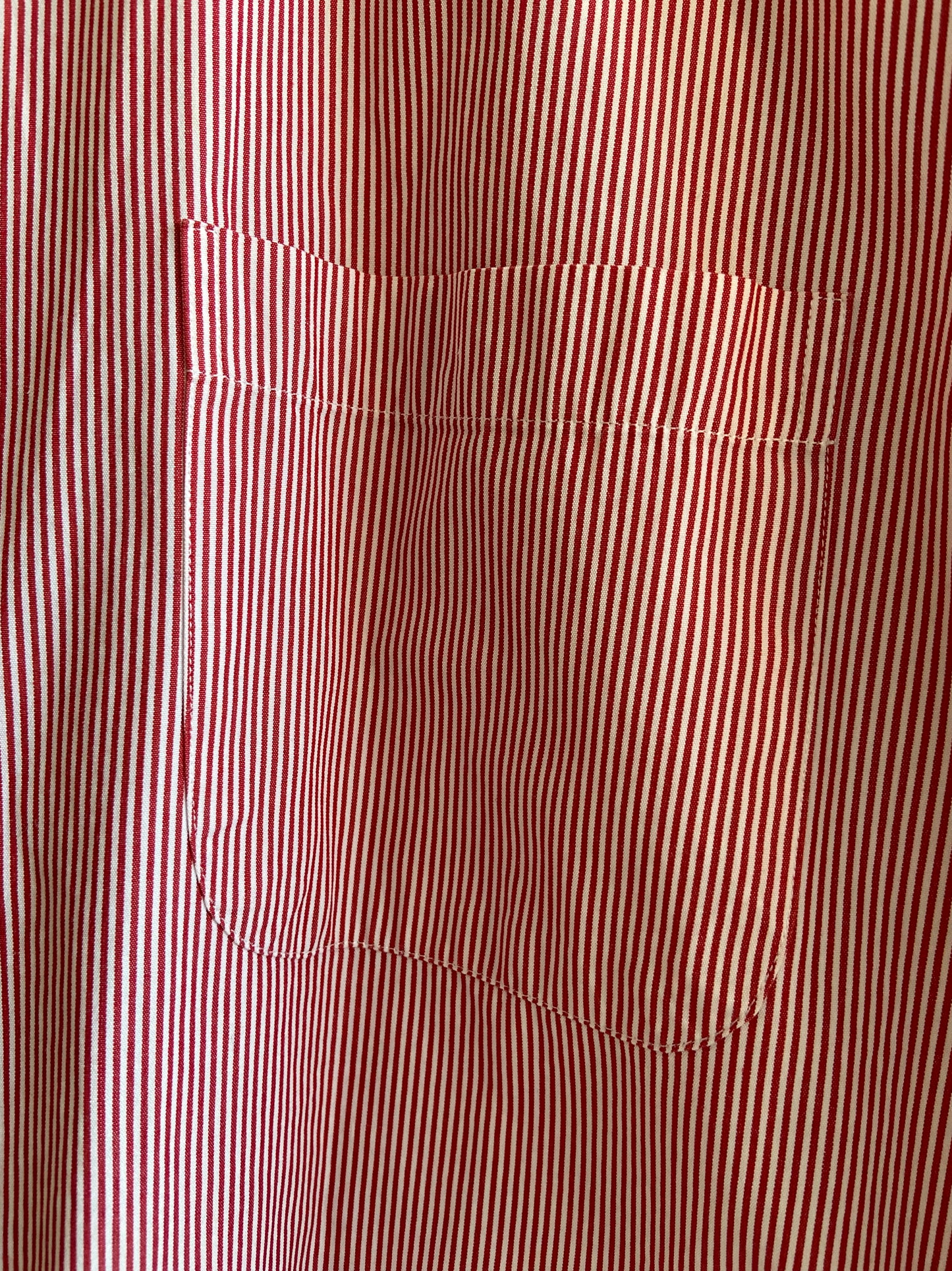 Red and white striped button-down SS3