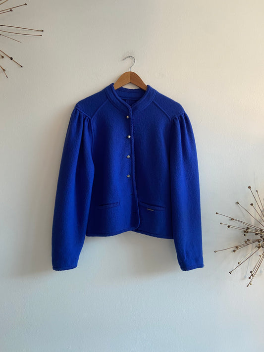 Royal blue wool sweater jacket SS2