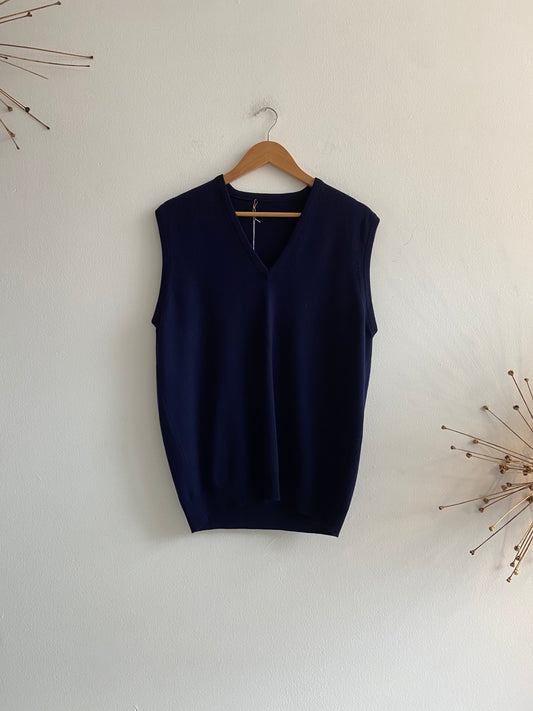 Navy merino wool sweater vest SS 1-3