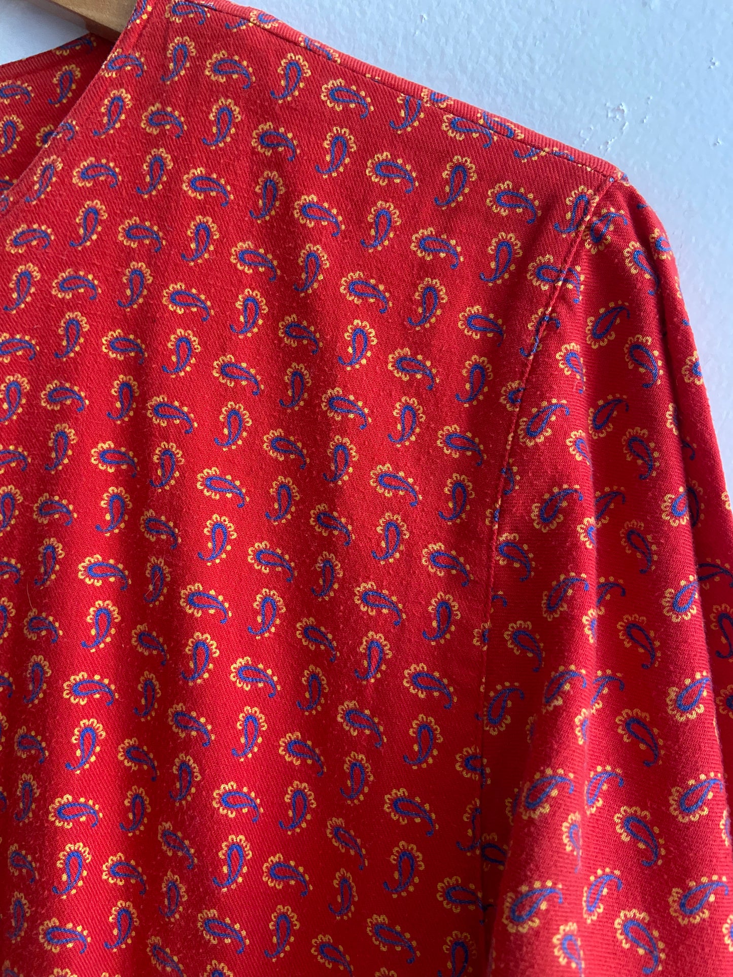 Red flannel cotton prairie paisley dress SS 1-2