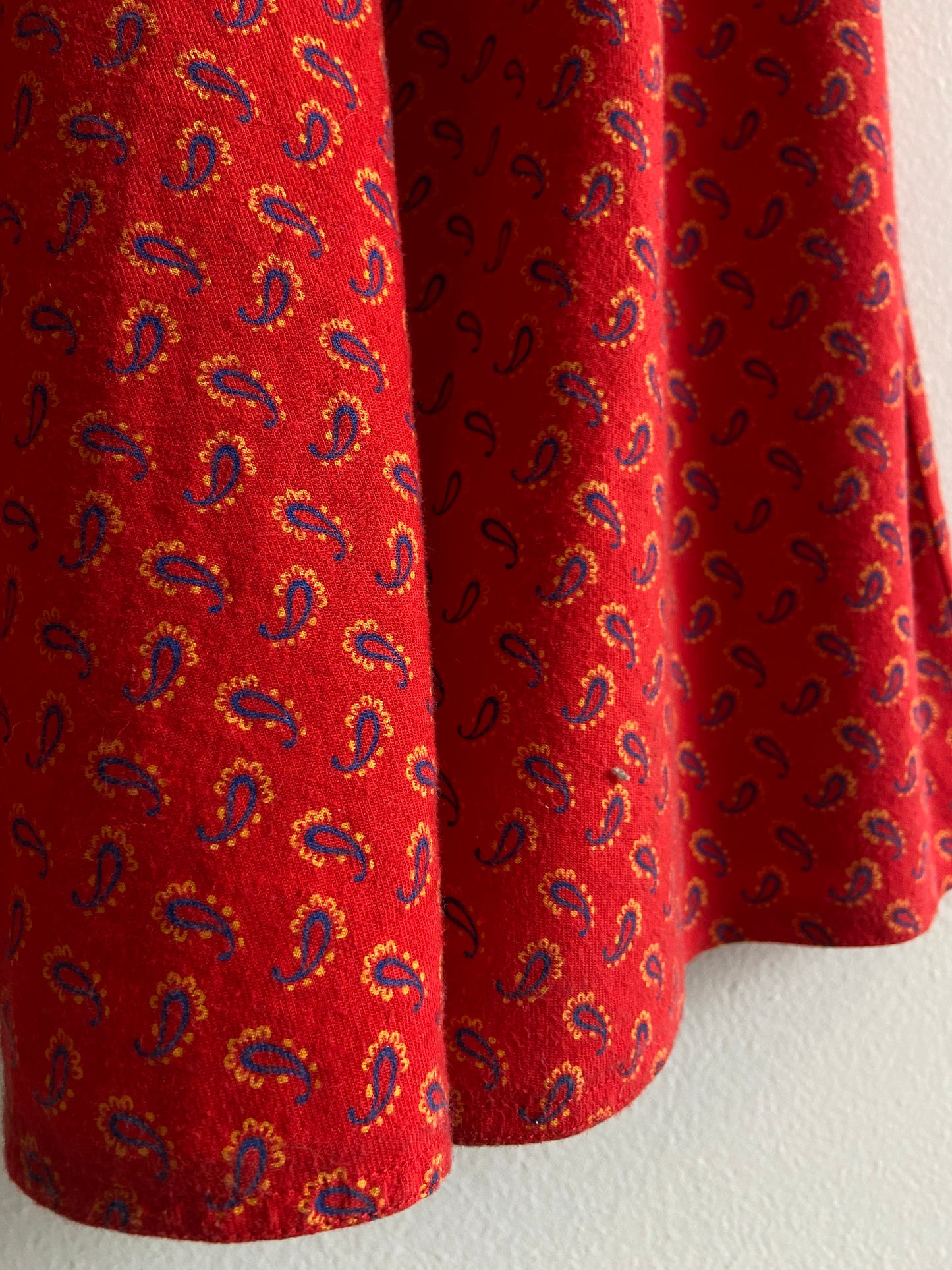 Red flannel cotton prairie paisley dress SS 1-2