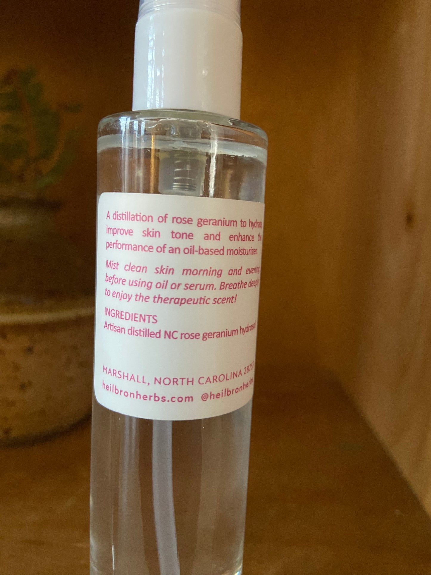 Heilbron Herbs rose geranium hydrosol and toner facial mist