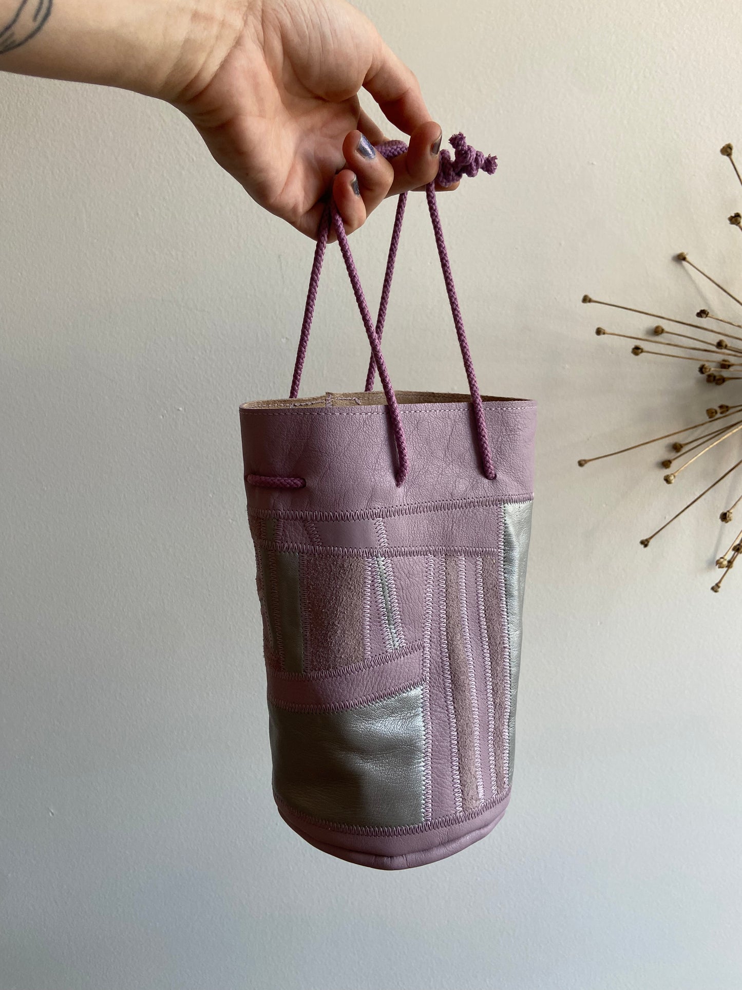 Manimal patchwork leather bag lavender