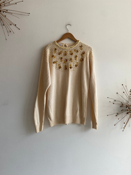 Gold sequin silk and angora sweater SS 3