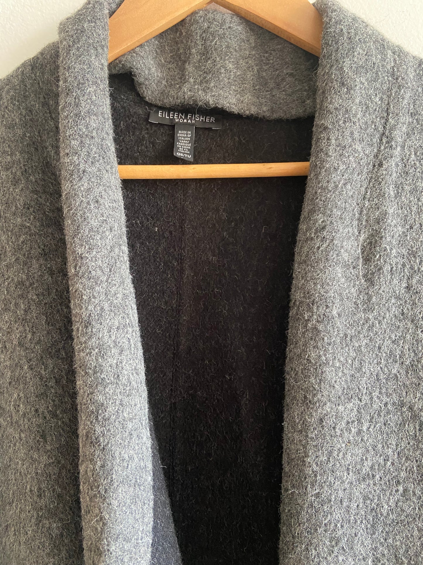 Eileen Fisher Italian wool grey and black poncho sweater SS 1-3