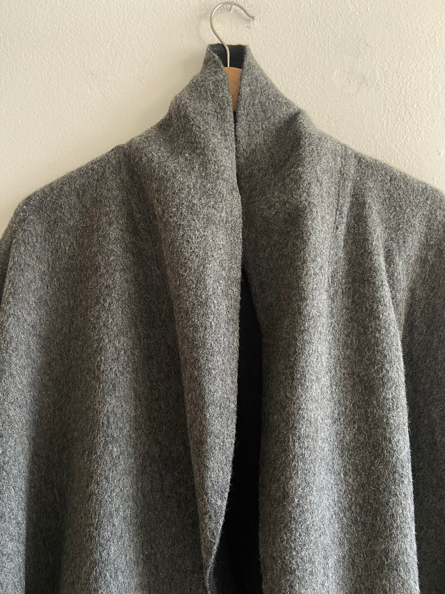 Eileen Fisher Italian wool grey and black poncho sweater SS 1-3