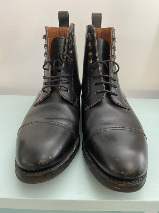 Black Meermin leather lace up boots