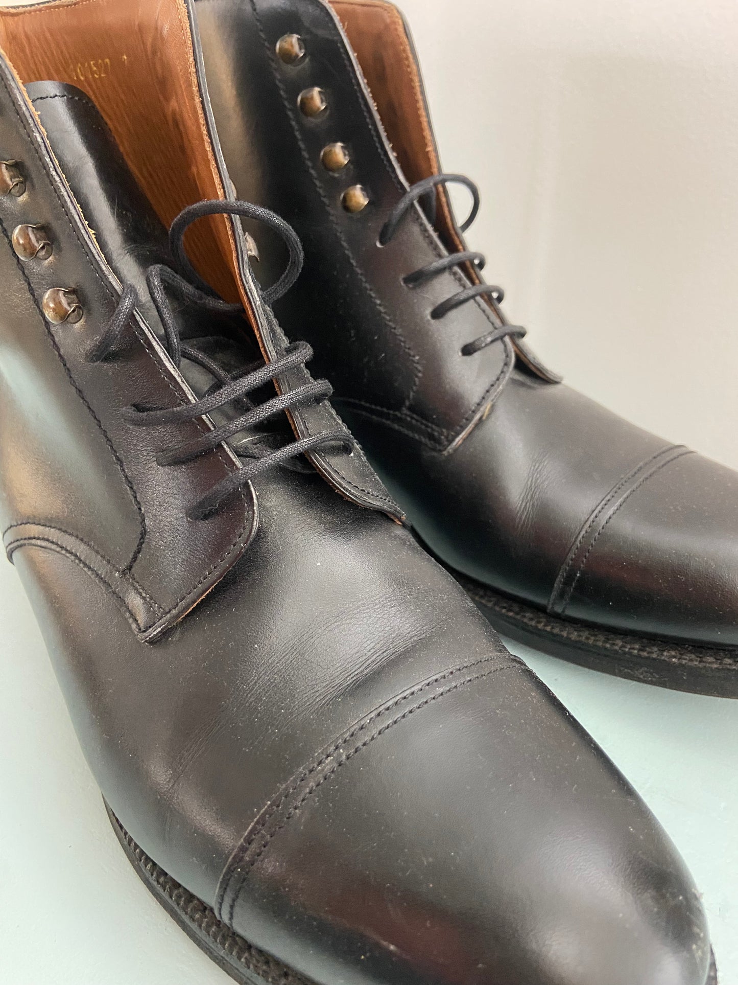 Black Meermin leather lace up boots