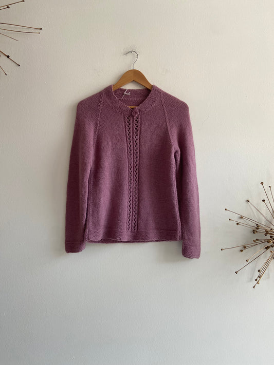 Lilac purple hand-knit wool sweater SS 1-2