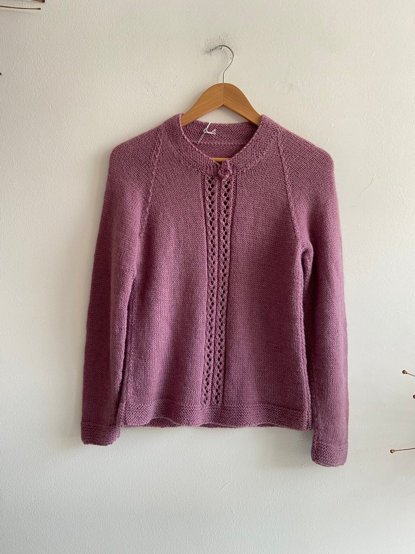 Lilac purple hand-knit wool sweater SS 1-2