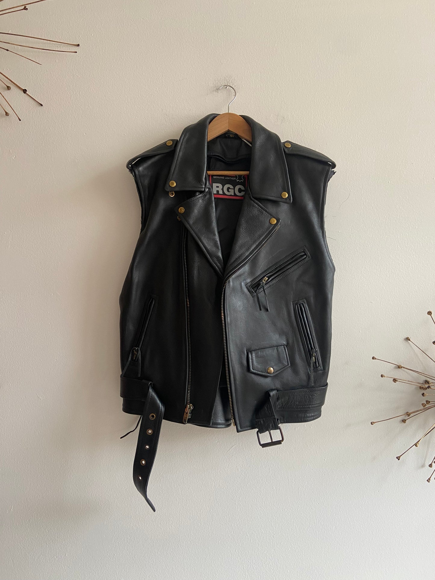 Black motorcycle vest jacket SS 1-3