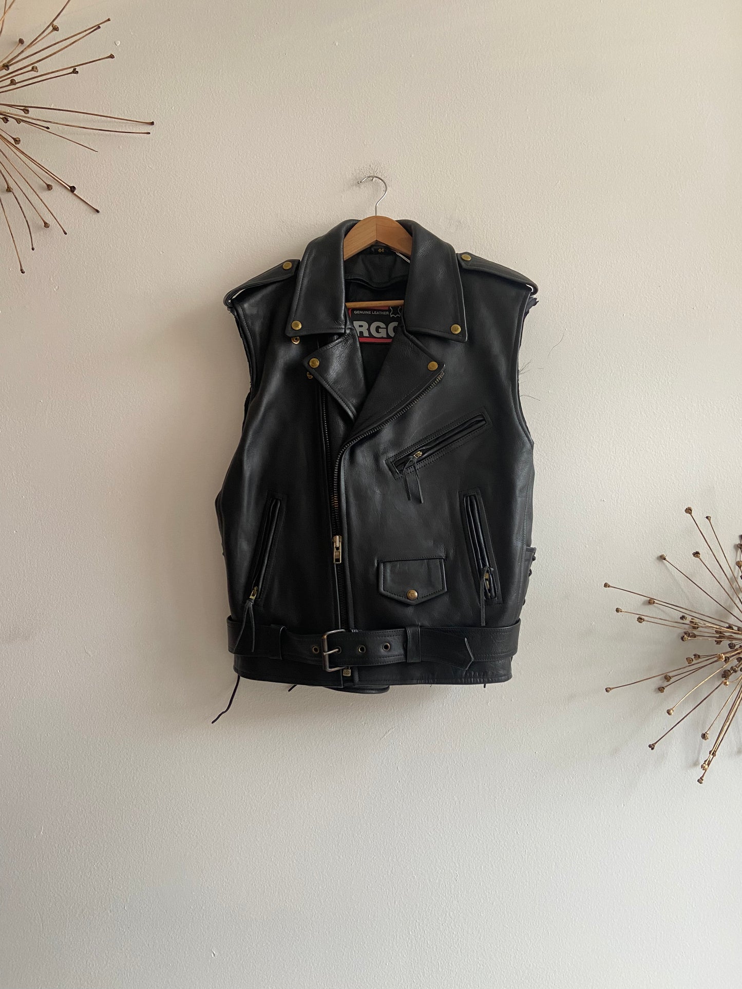 Black motorcycle vest jacket SS 1-3