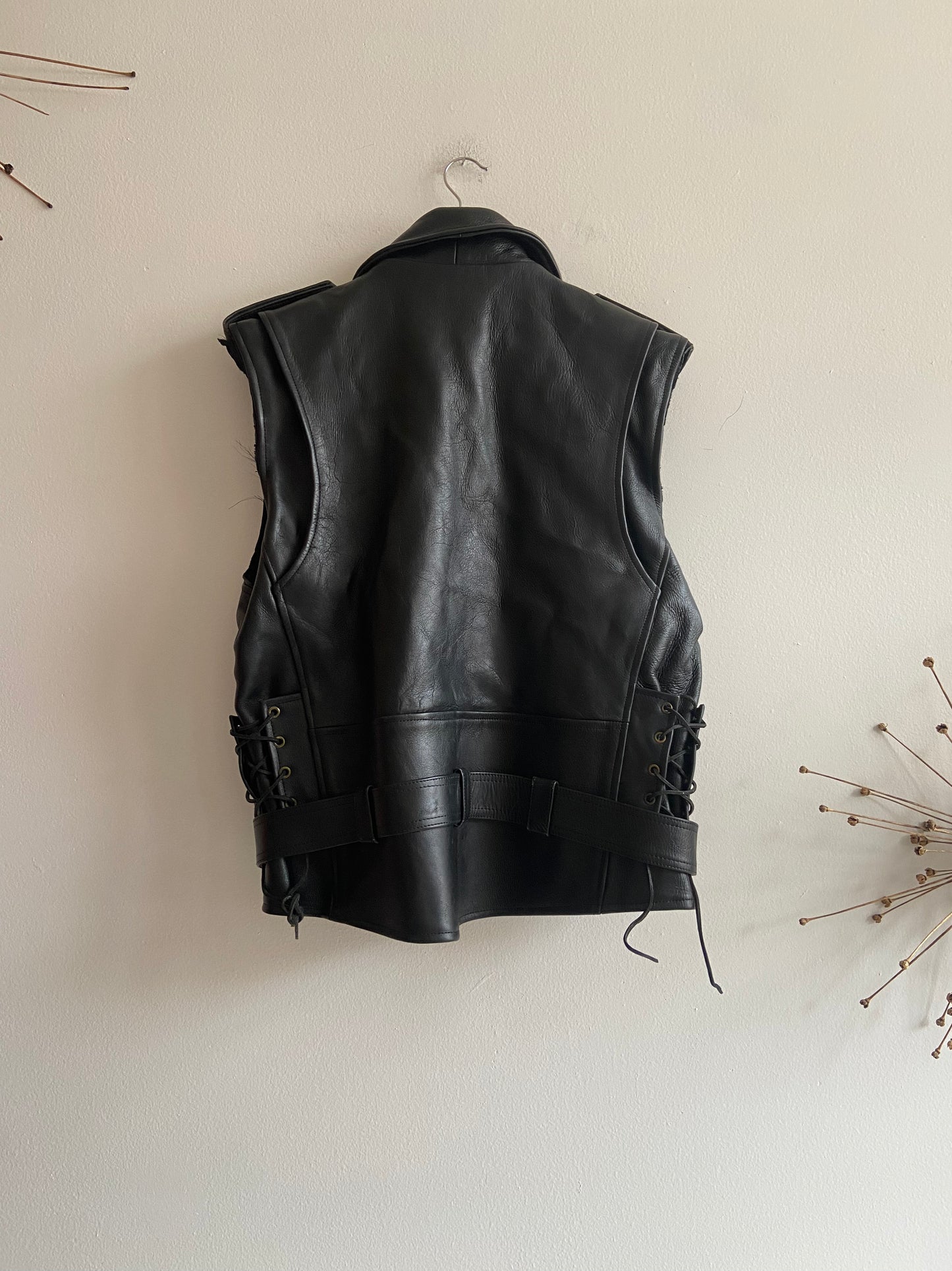 Black motorcycle vest jacket SS 1-3