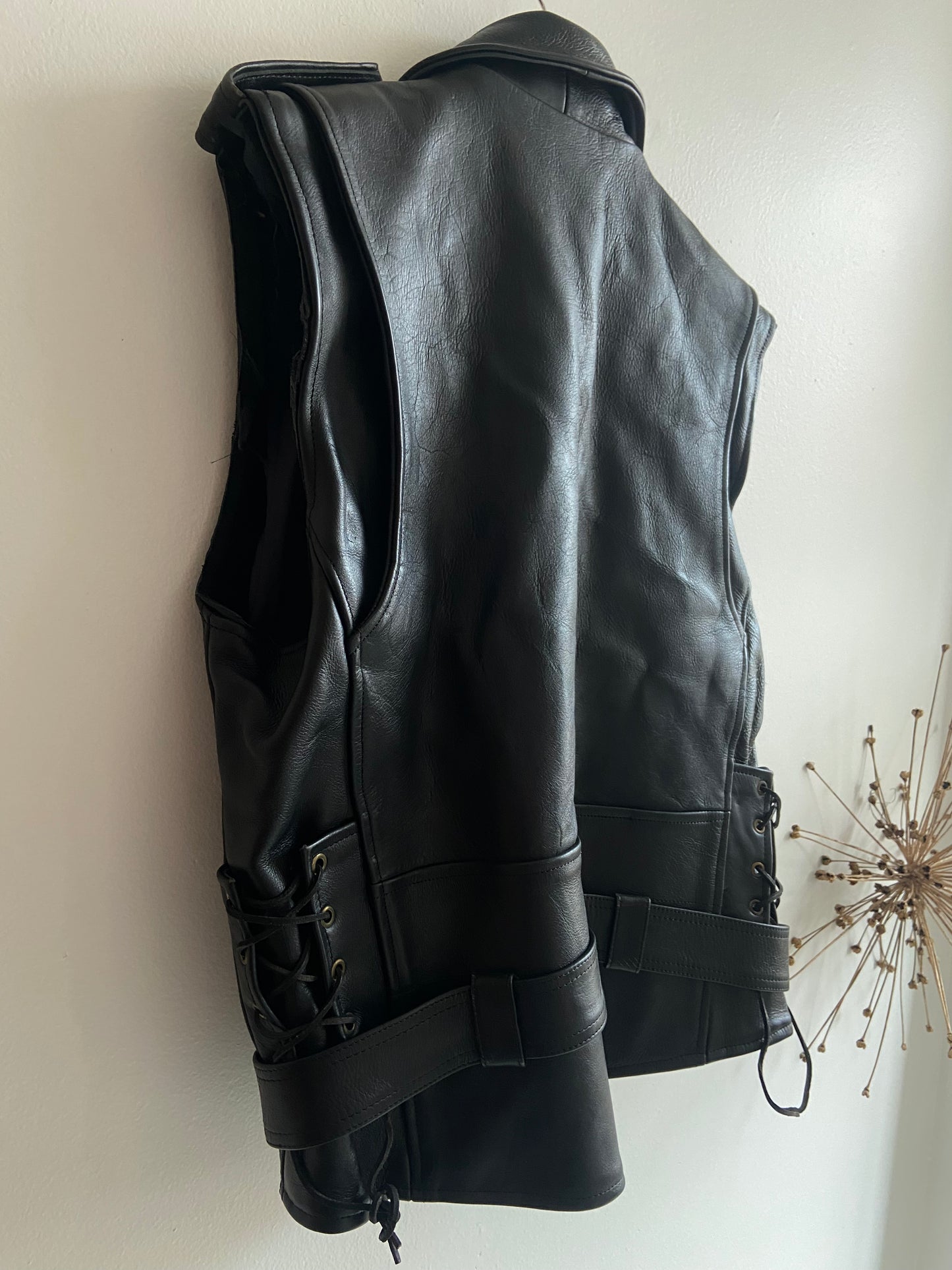 Black motorcycle vest jacket SS 1-3