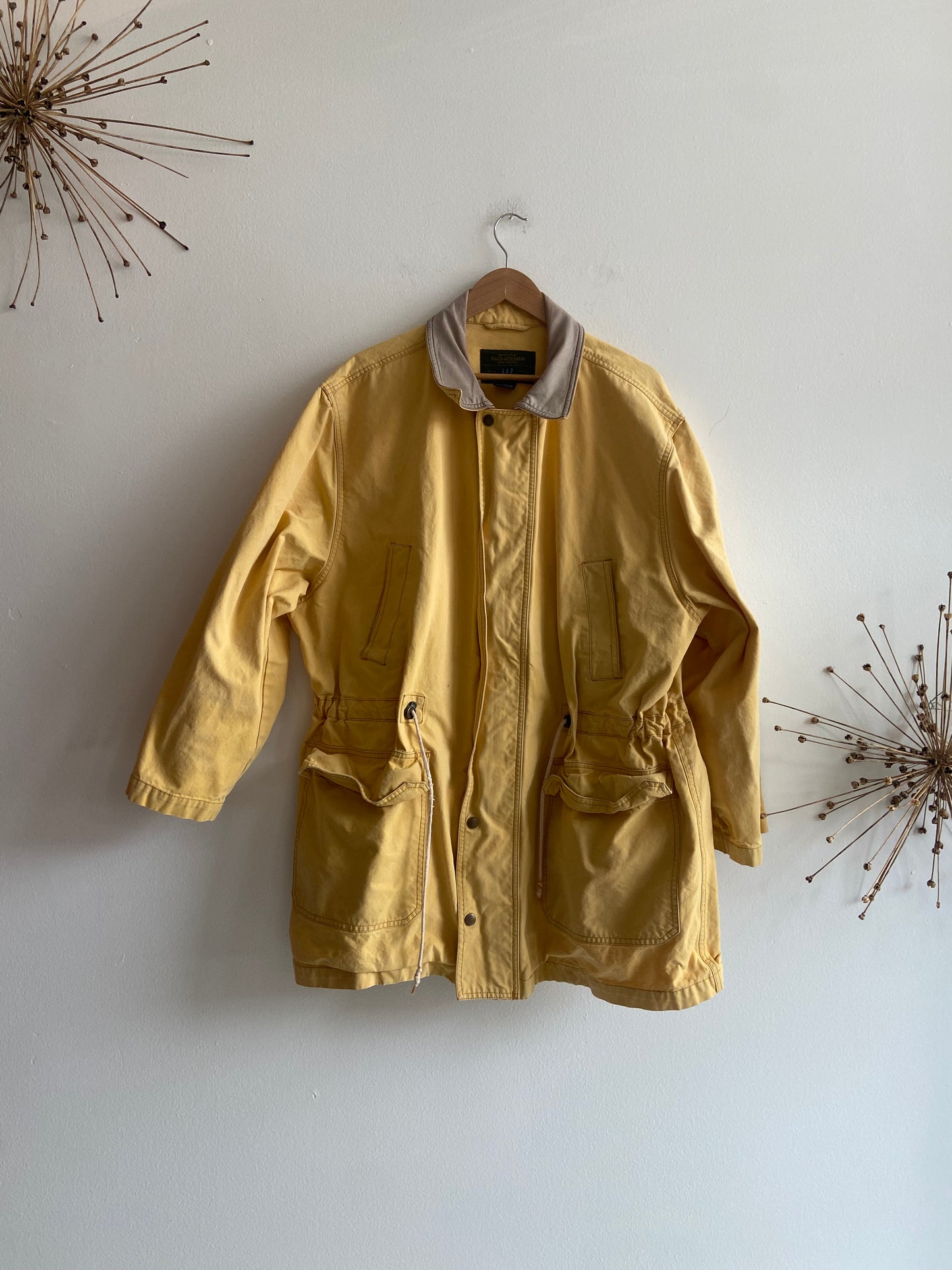 Vintage Gap yellow canvas chore coat leather collar SS 1 -3