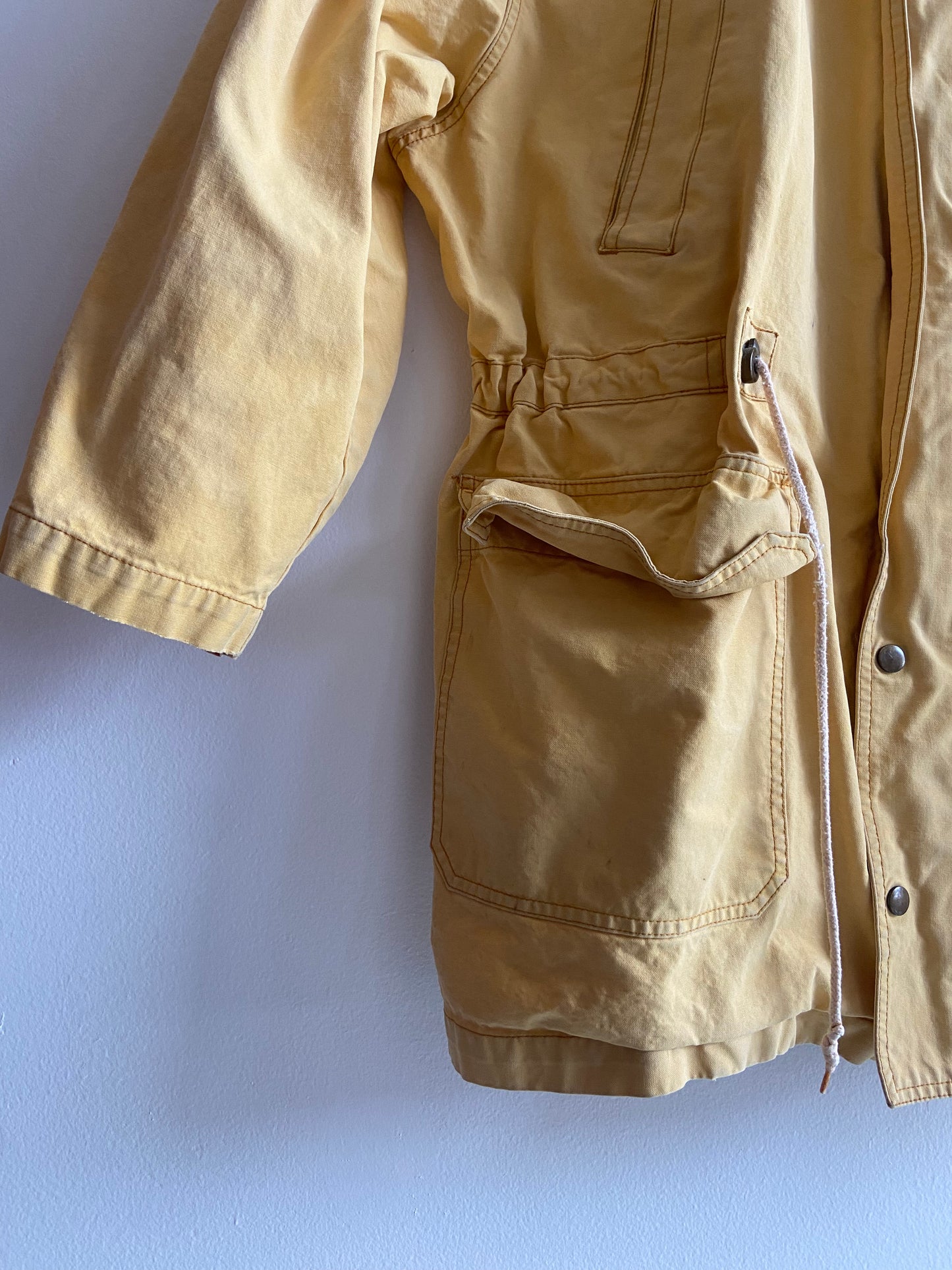 Vintage Gap yellow canvas chore coat leather collar SS 1 -3