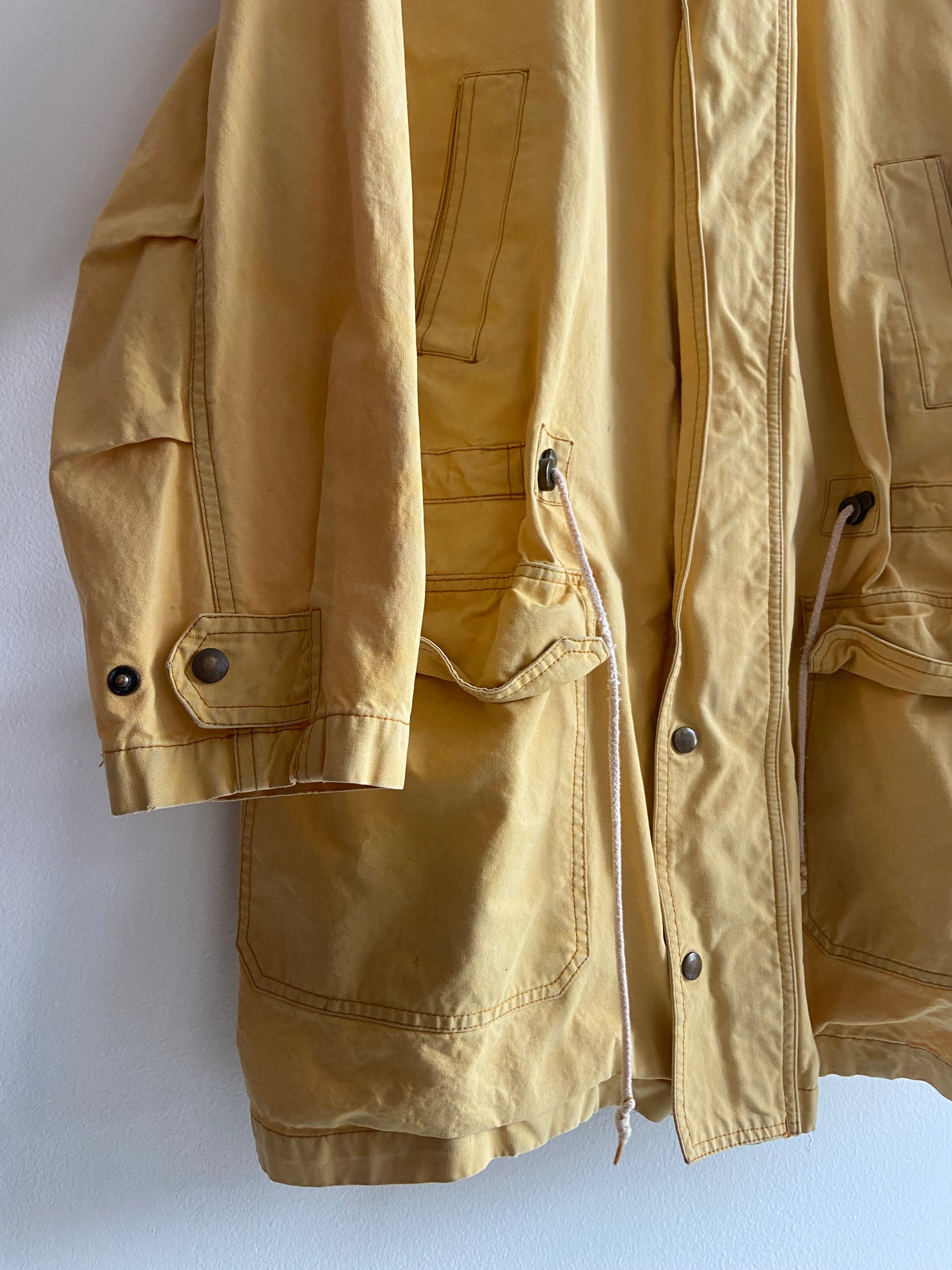 Vintage Gap yellow canvas chore coat leather collar SS 1 -3