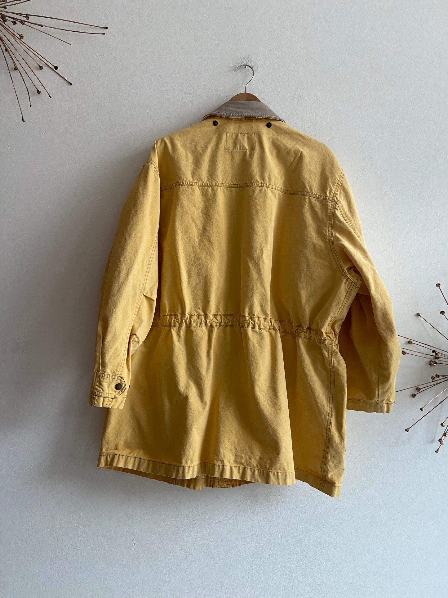 Vintage Gap yellow canvas chore coat leather collar SS 1 -3