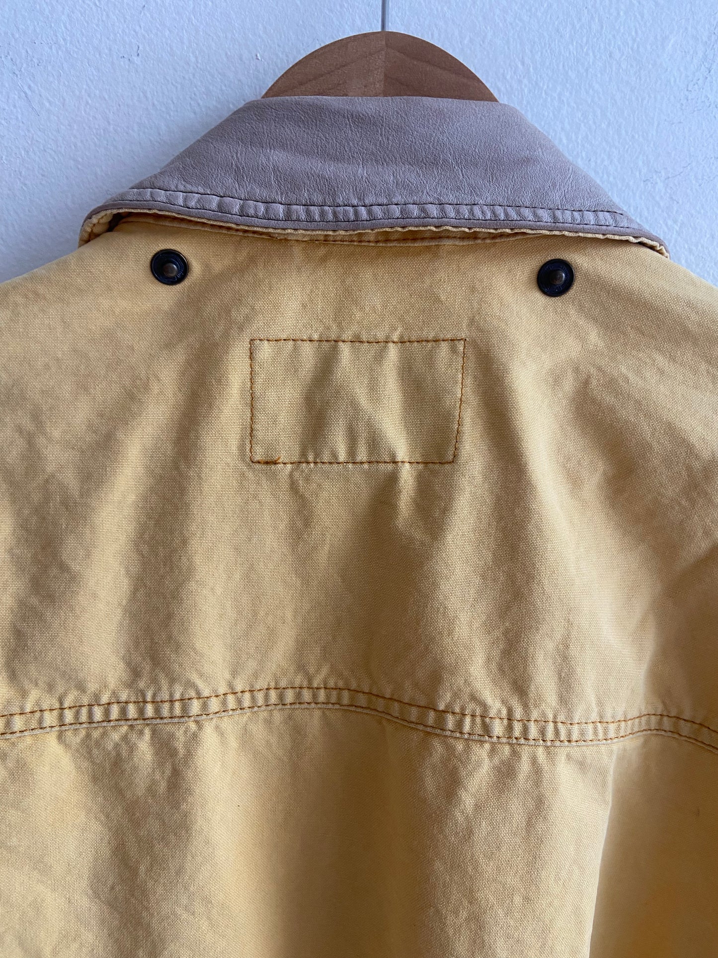 Vintage Gap yellow canvas chore coat leather collar SS 1 -3