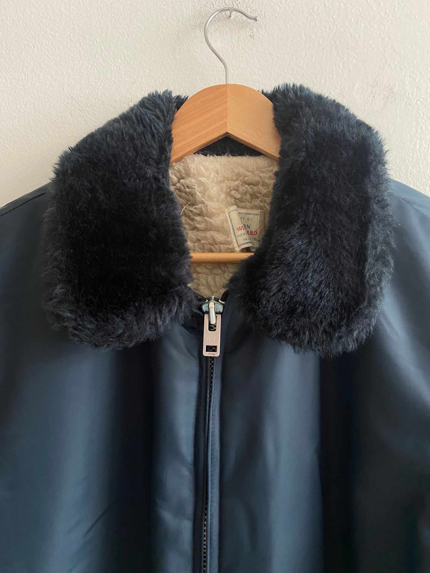 Navy zip up work coat sherpa lined SS 1-3