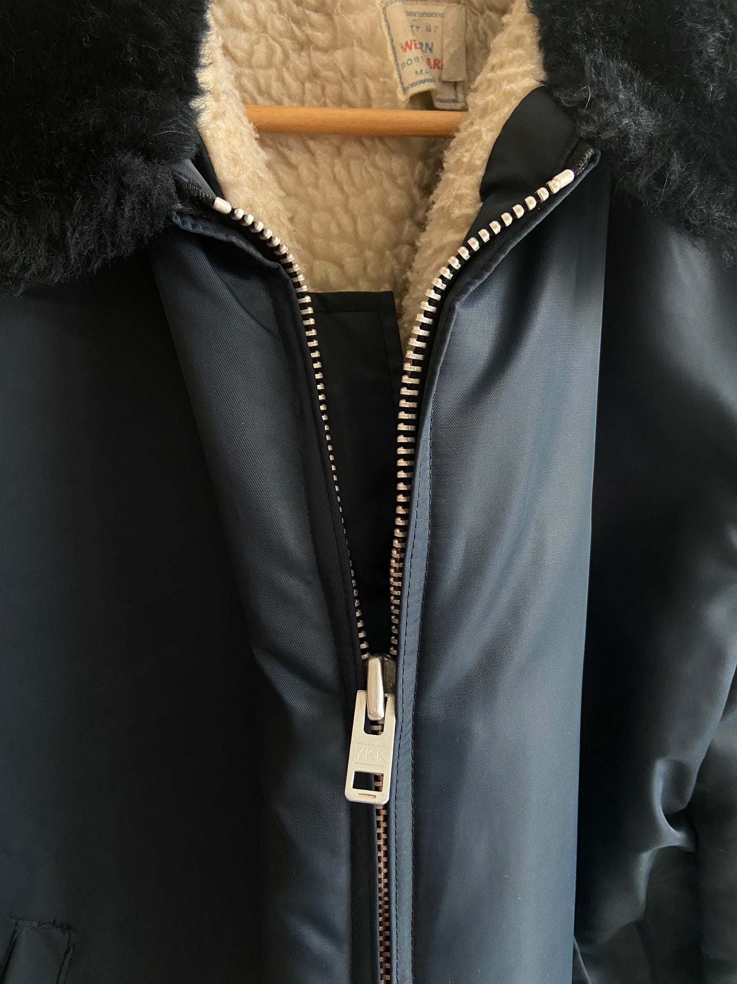 Navy zip up work coat sherpa lined SS 1-3