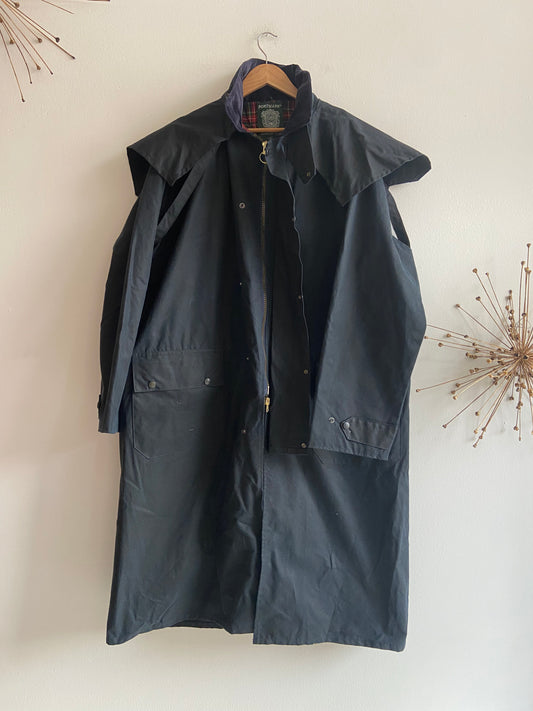 Long black oilskin cowboy duster coat SS 3