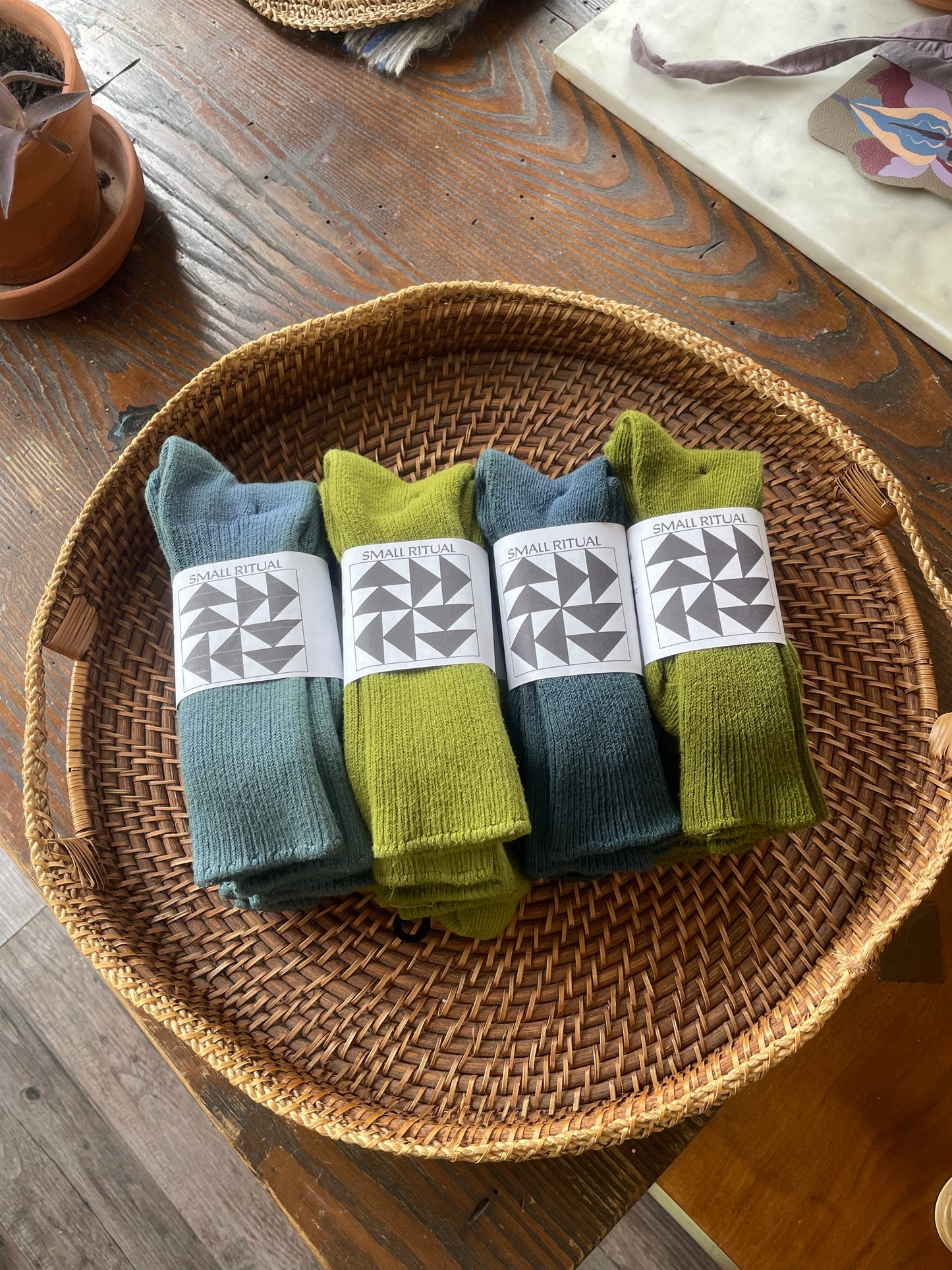 Small Ritual Hand Dyed 100% Cotton Socks