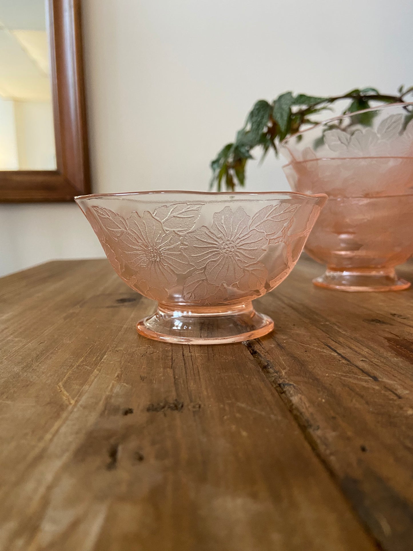 Pink vintage glass punch glasses set of 4