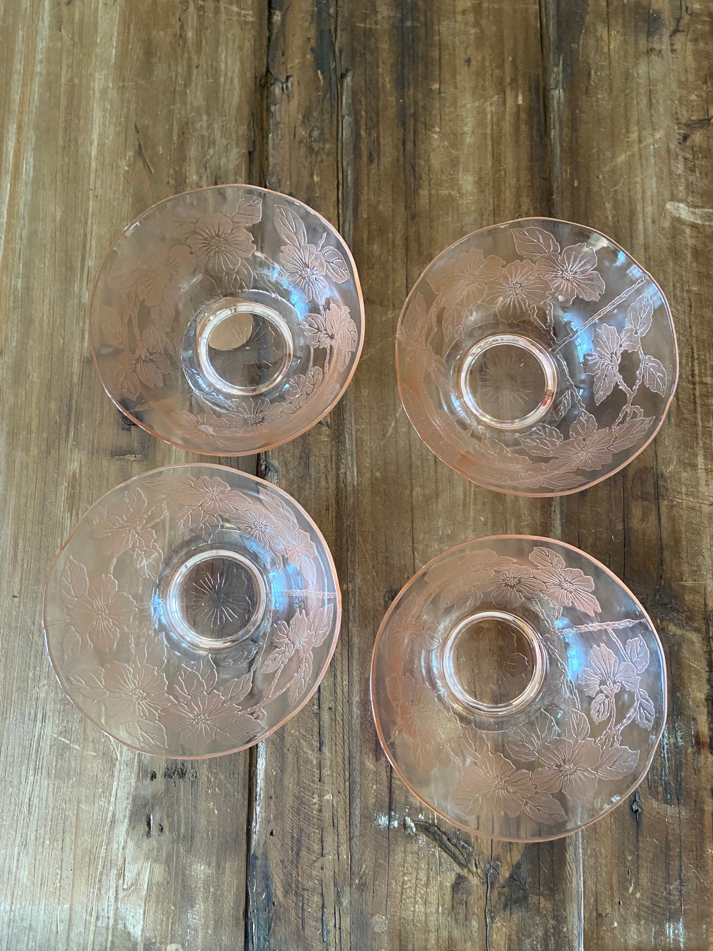 Pink vintage glass punch glasses set of 4