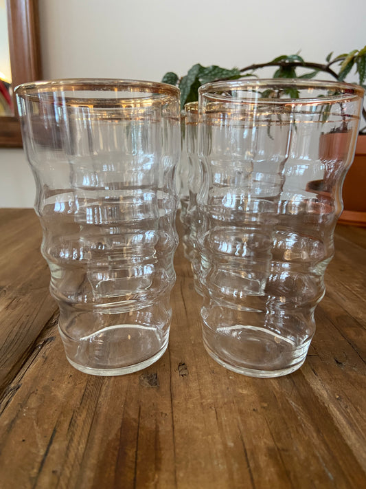 Gold rimmed vintage glassware set of 6