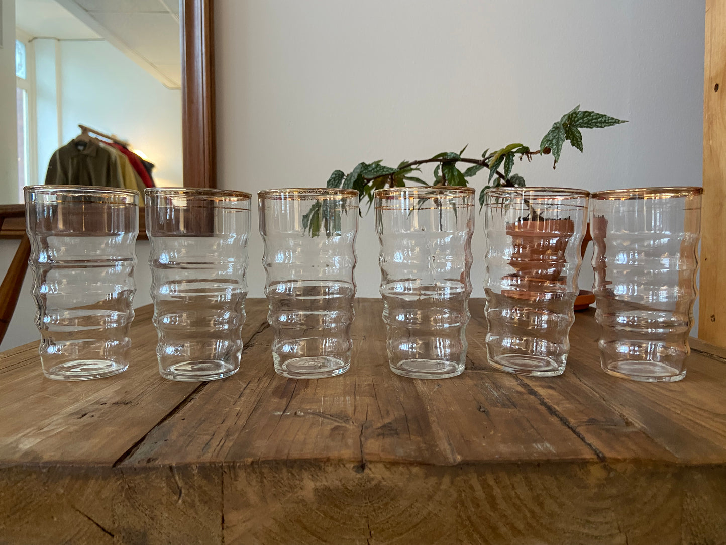 Gold rimmed vintage glassware set of 6