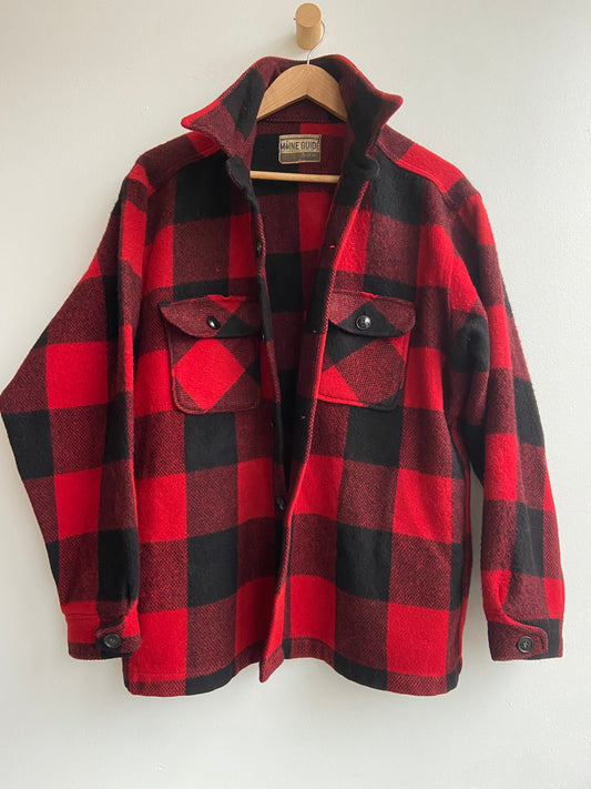 Vintage red wool plaid button-up SS 3