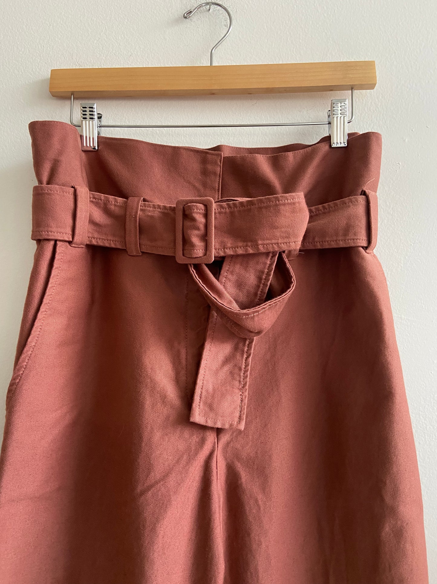 Caron Callahan high waisted salmon trousers with belt SS 1