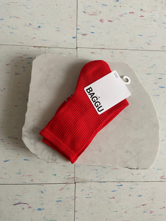 Baggu ribbed socks red