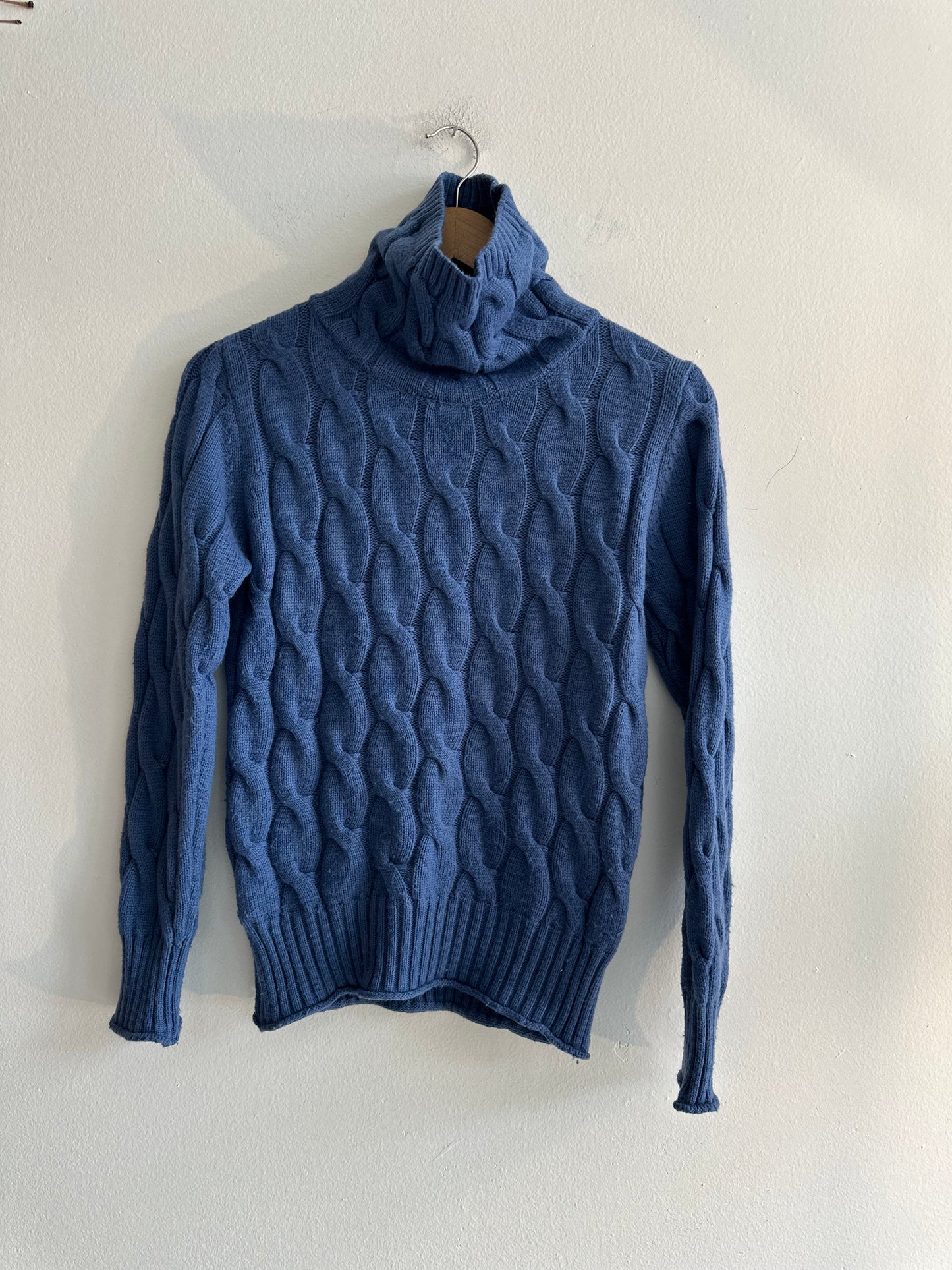 Blue cashmere cable knit sweater SS 1