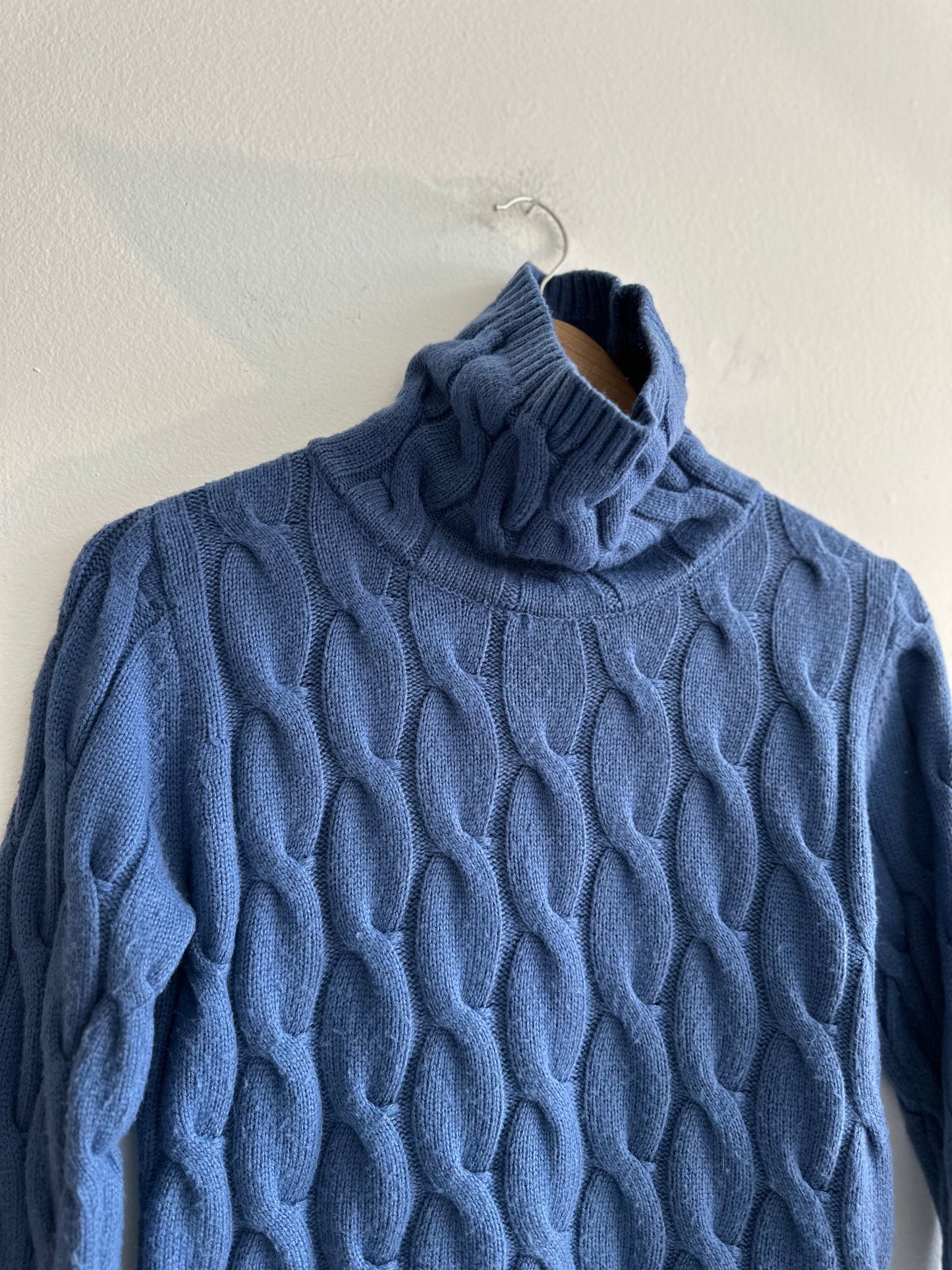 Blue cashmere cable knit sweater SS 1