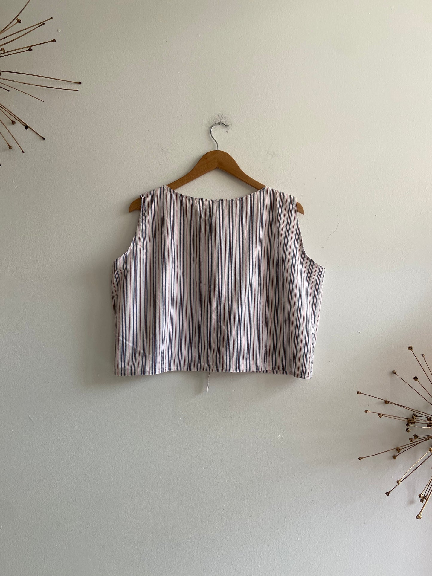 Archive Craft striped crop sleeveless blouse with ties SS 1-2