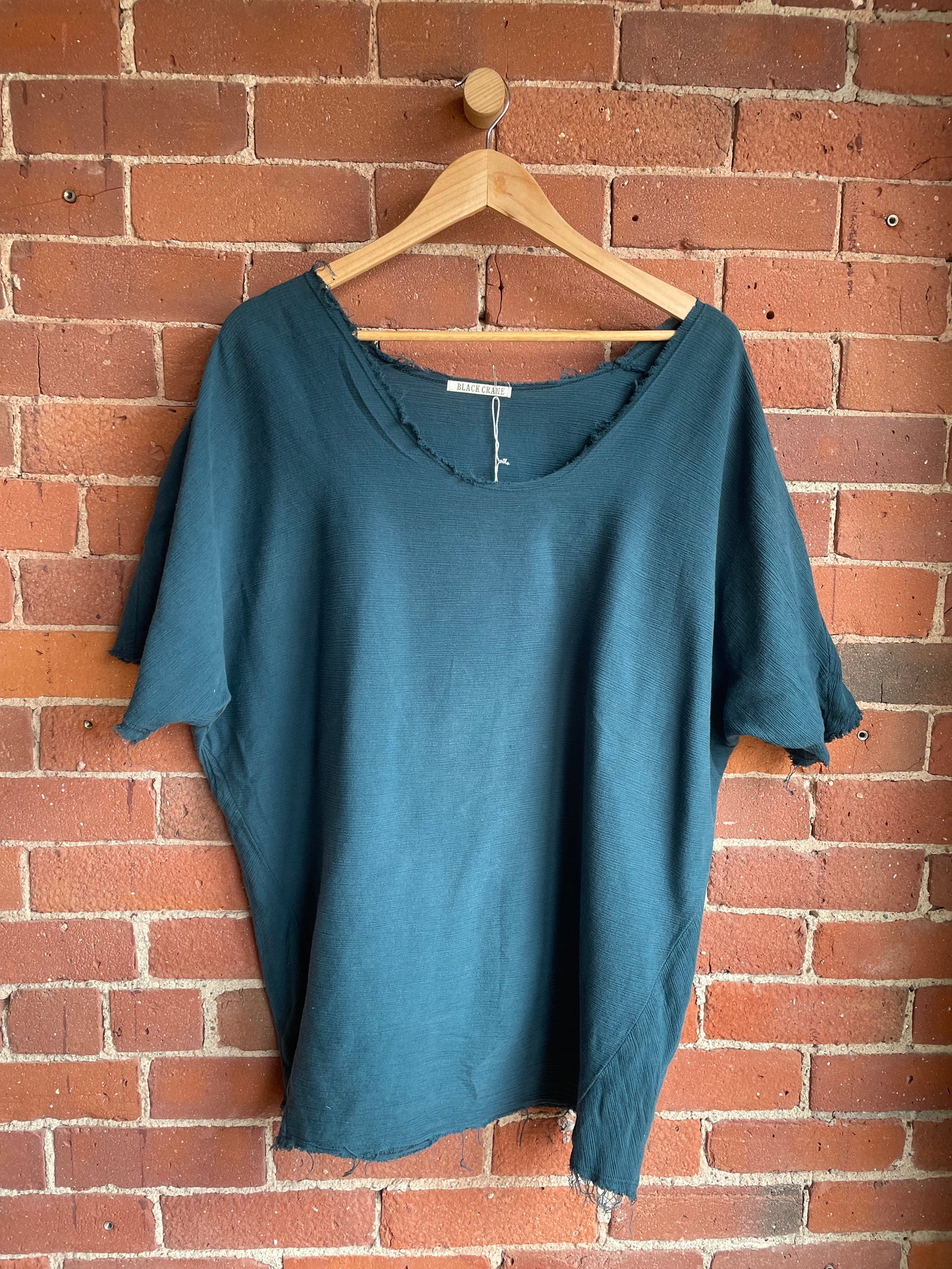 Black Crane Teal Gauze Tunic SS1-3