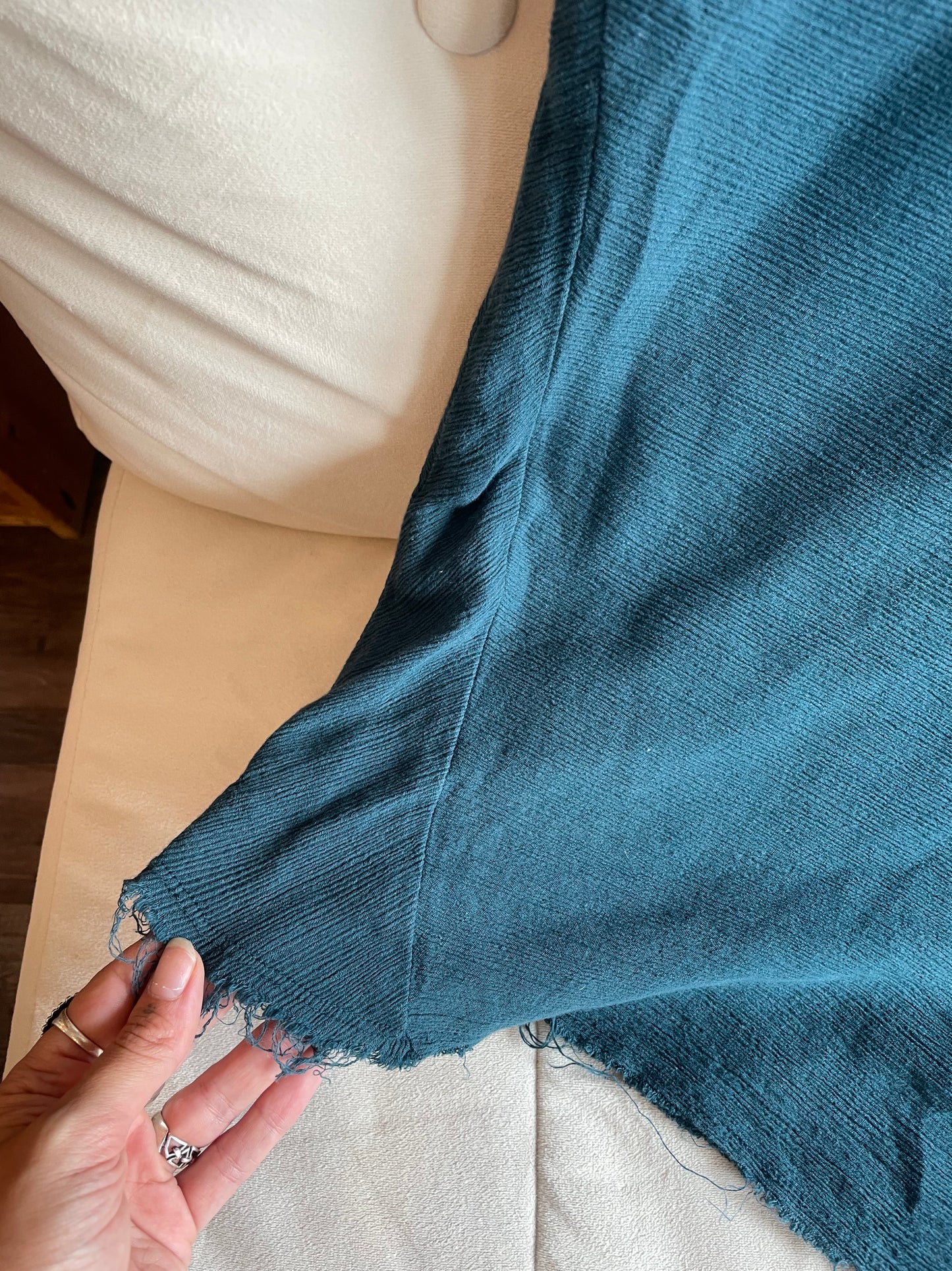 Black Crane Teal Gauze Tunic SS1-3