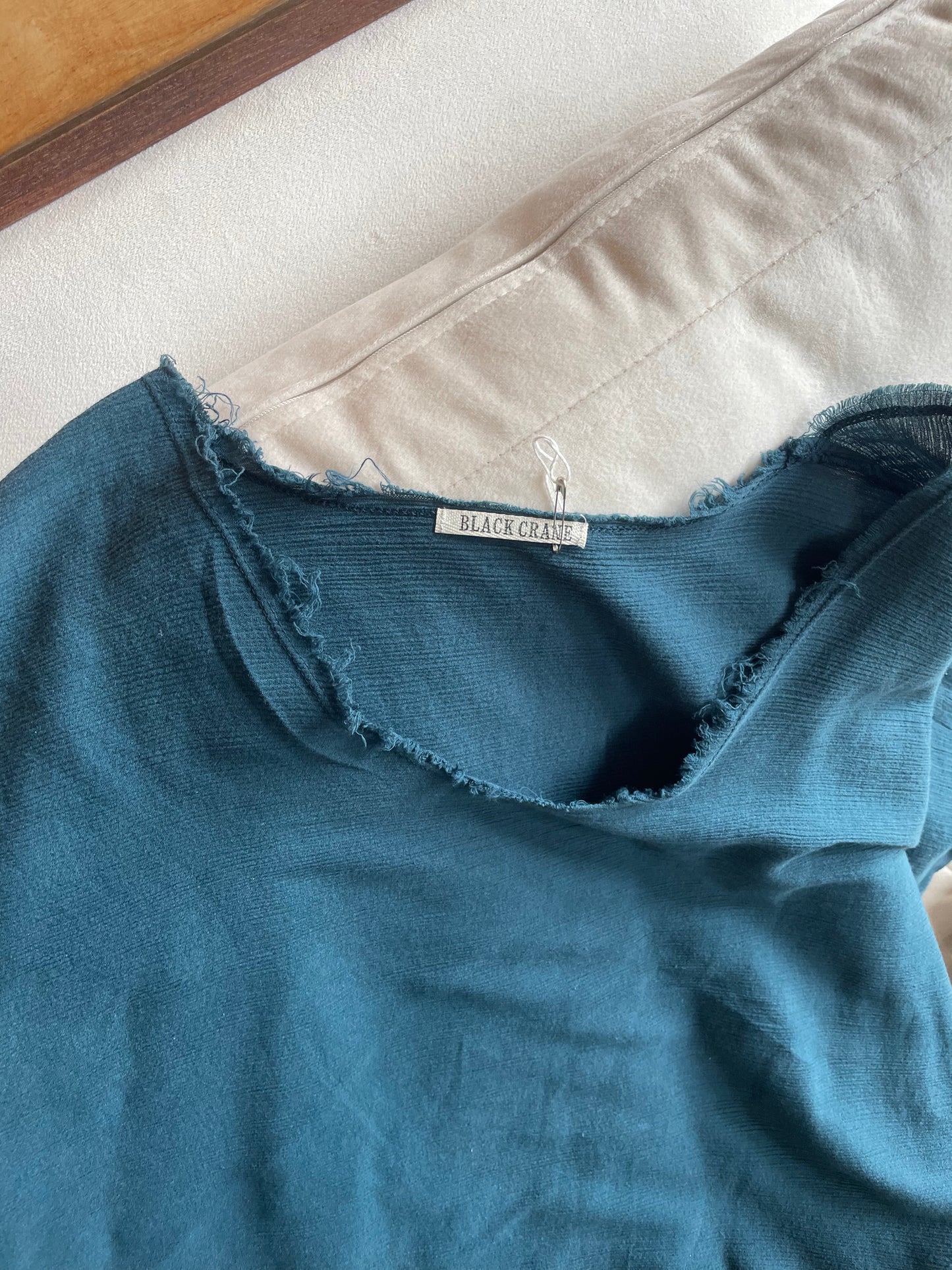 Black Crane Teal Gauze Tunic SS1-3