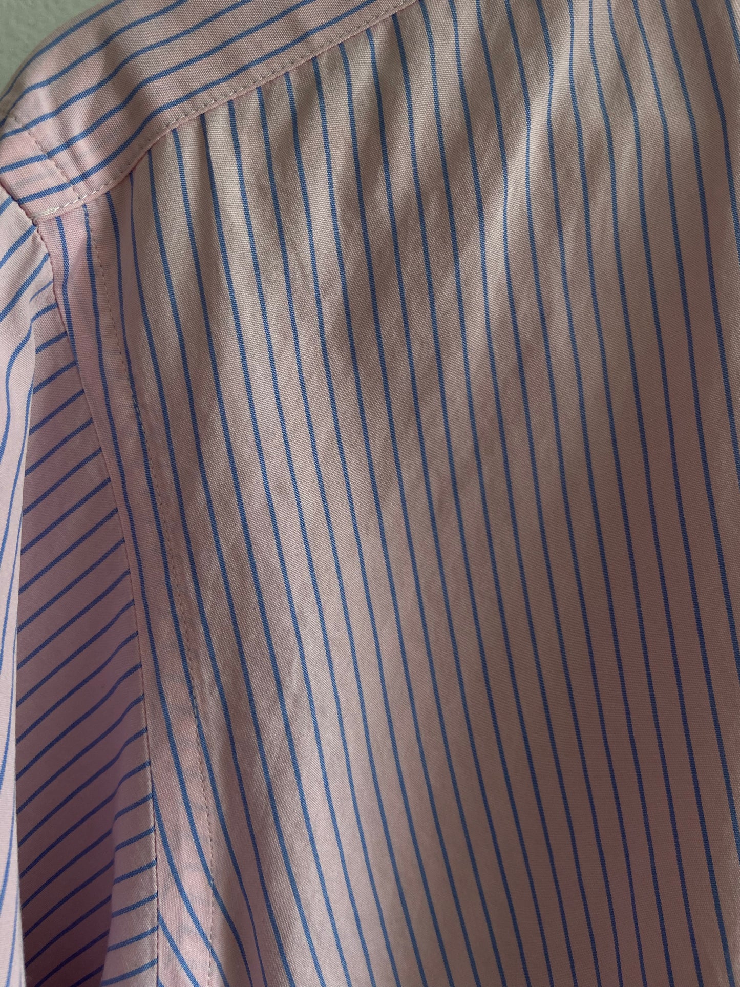 Pink and blue vertical pinstripe button-up SS 1-3