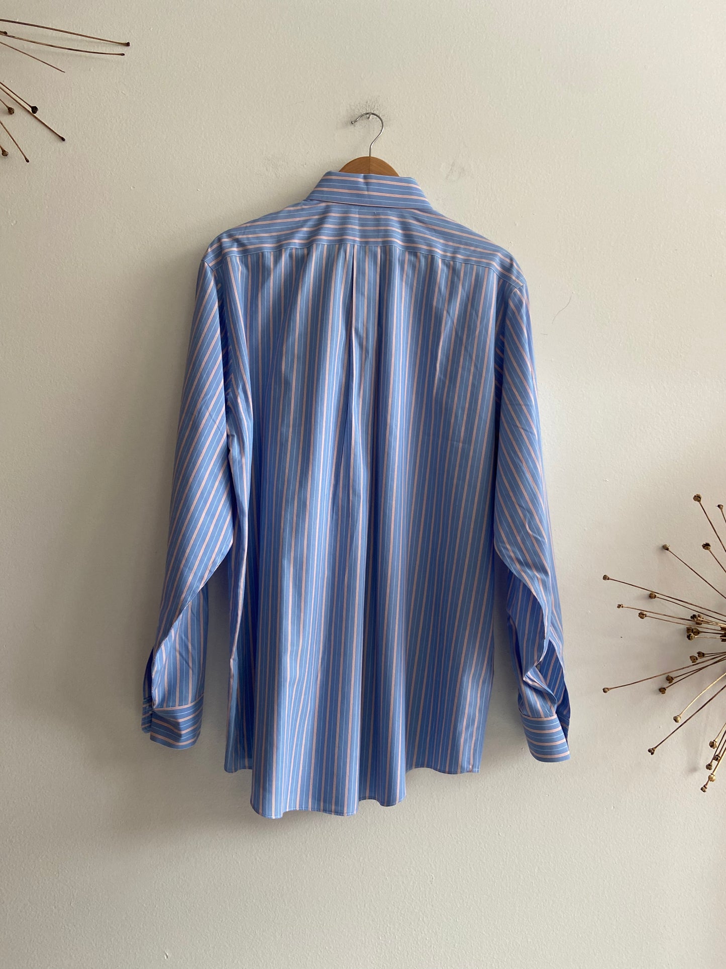 Brooks Brothers blue with pink vertical pinstripe SS 1-3