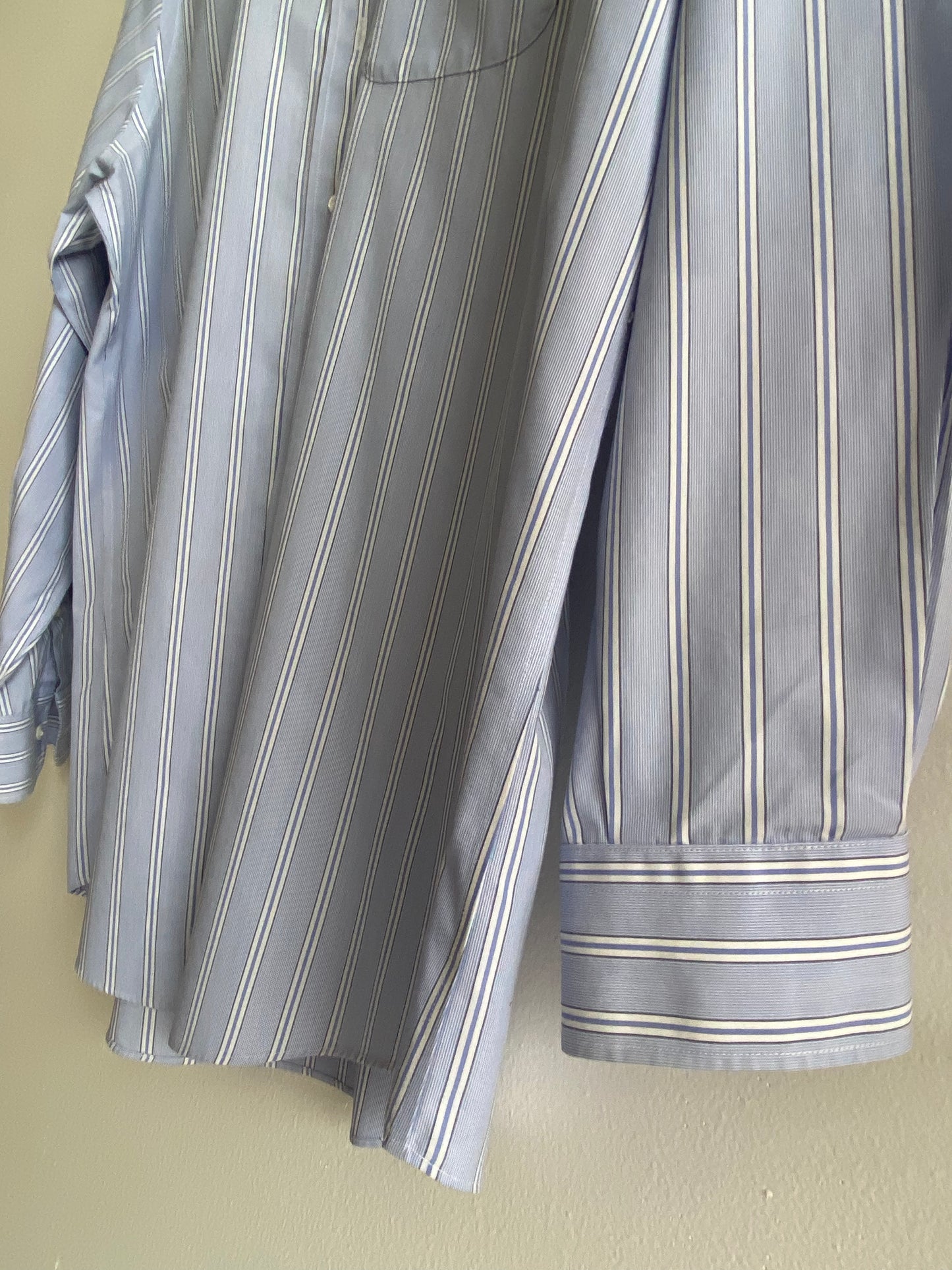 Navy and blue vertical pinstripe button-up SS 1-3