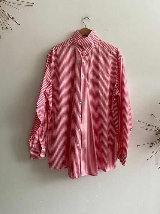 Pink and white vertical pinstripe button-up SS 1-3