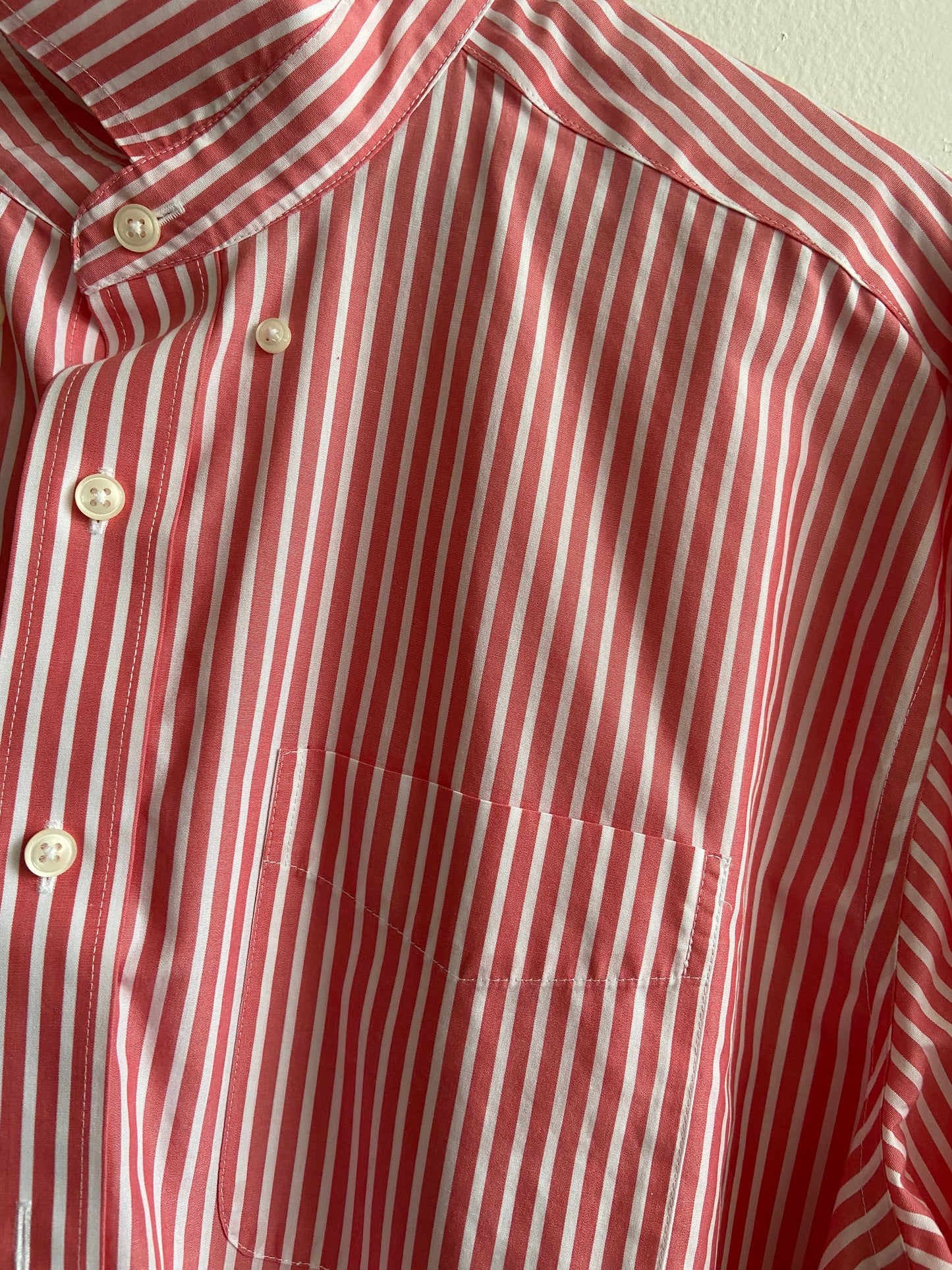 Pink and white vertical pinstripe button-up SS 1-3